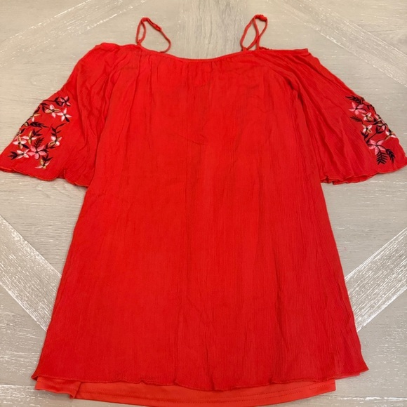 Rebellion Red Orange Off-Shoulder Mini Sundress for Casual Wear - Picture 6 of 6